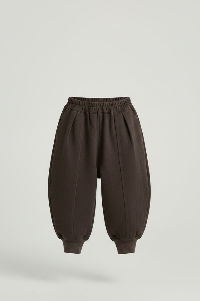 Pantalon Marron Ample Coton Plissé Décontracté Garçon - Molleton - vue 3