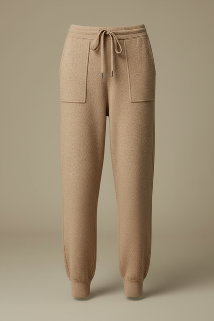 Pantalon Marron Maille Décontracté Chaud Cordon Femme - Camel - vue 3