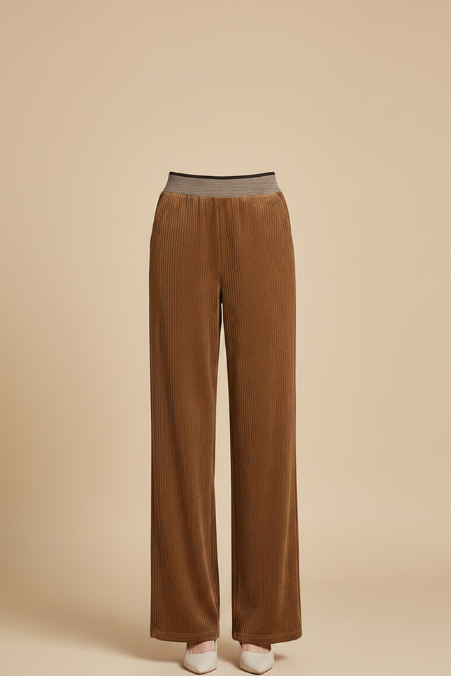 Pantalon Marron Côtelé Droit Ample Décontracté Hiver - Cordé - vue 3