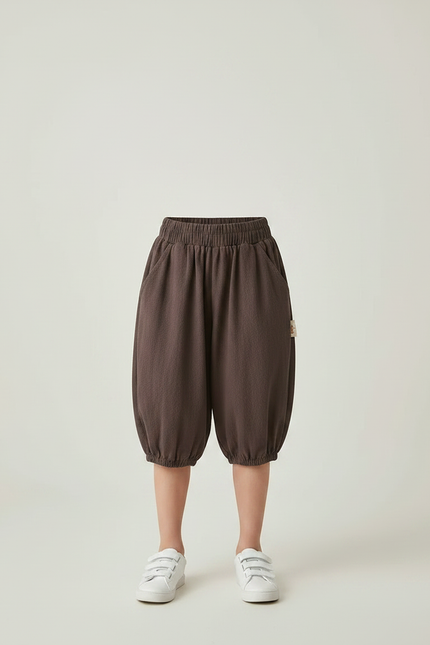 Pantalon Marron Ample Coton Lin Garçon Décontracté - vue 3