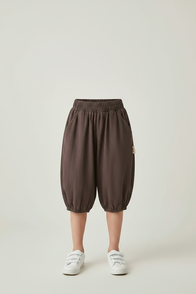 Pantalon Marron Ample Coton Lin Garçon Décontracté - vue 3