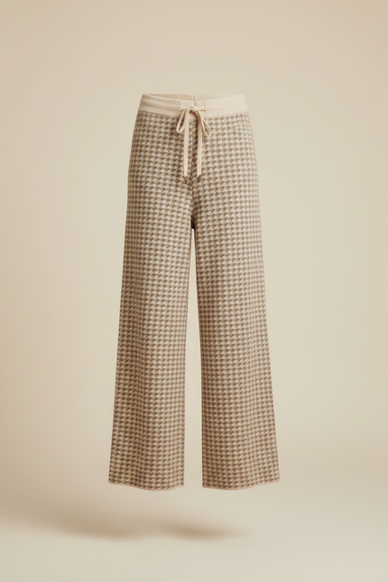 Pantalon Pied De Poule Marron - Maille - vue 3