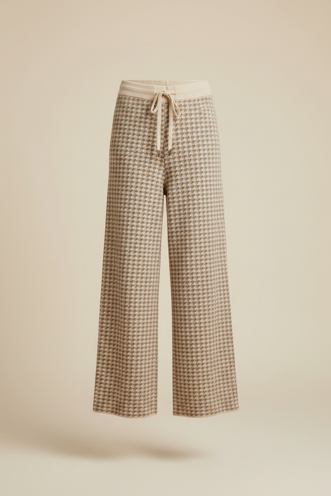 Pantalon Pied De Poule Marron - Maille - vue 3