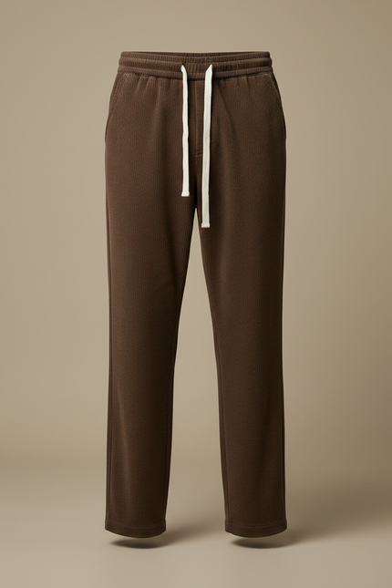 Pantalon Marron Côtelé Droit Ample Cordon Homme - Cordé - vue 3