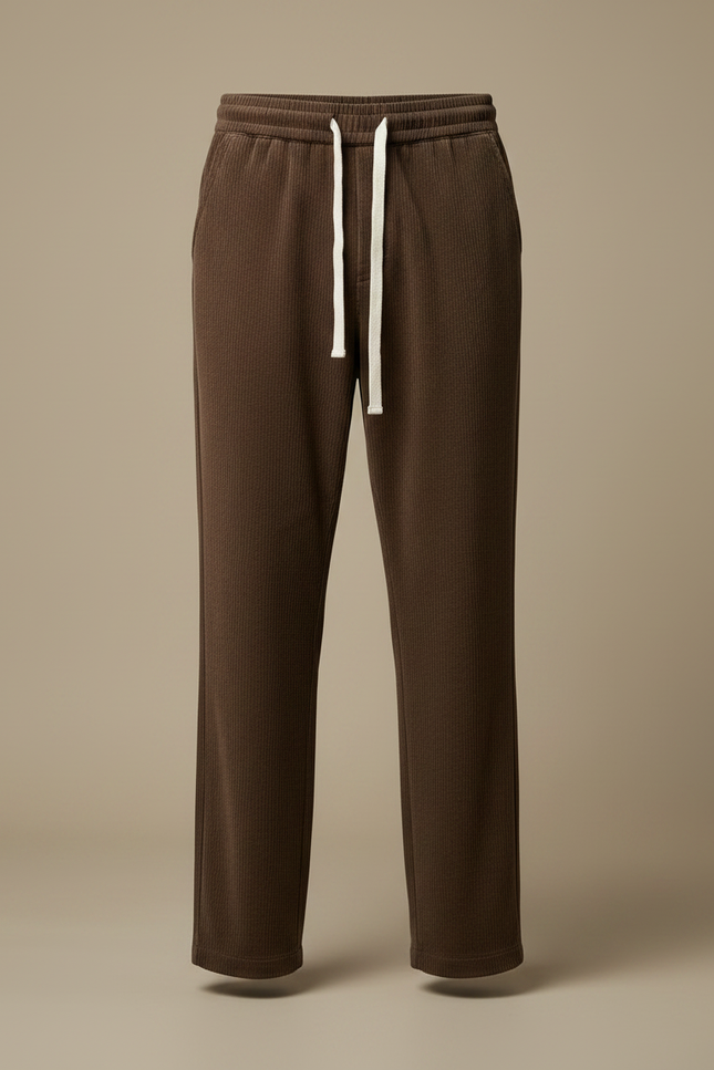 Pantalon Marron Côtelé Droit Ample Cordon Homme - Cordé - vue 3
