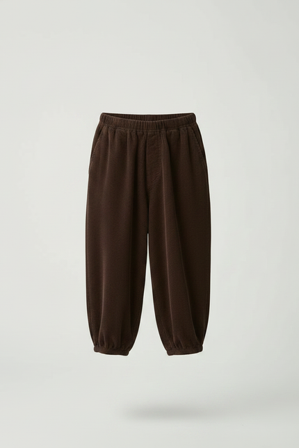 Pantalon Marron Côtelé Ample Bouffant Enfant - Cordé - vue 3