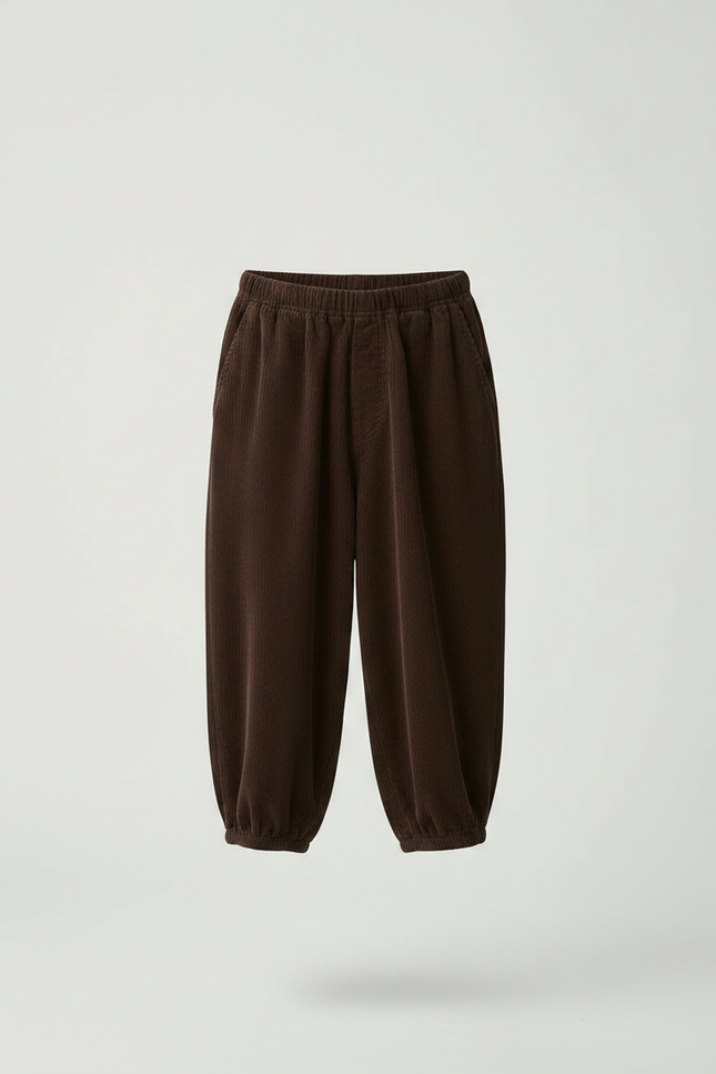 Pantalon Marron Côtelé Ample Bouffant Enfant - Cordé - vue 3