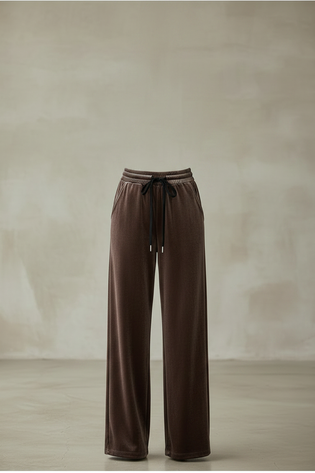 Pantalon Marron Velours Ample Élégant Décontracté Femme - vue 3
