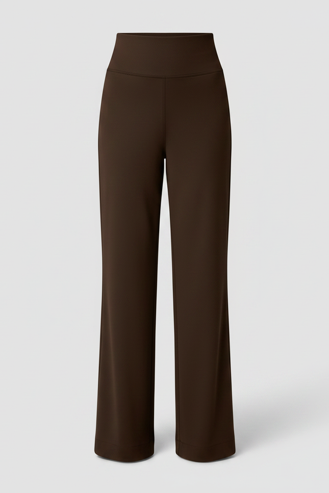 Pantalon Marron Taille Haute Ample Droit Élégant Fluide - Polyester - vue 3