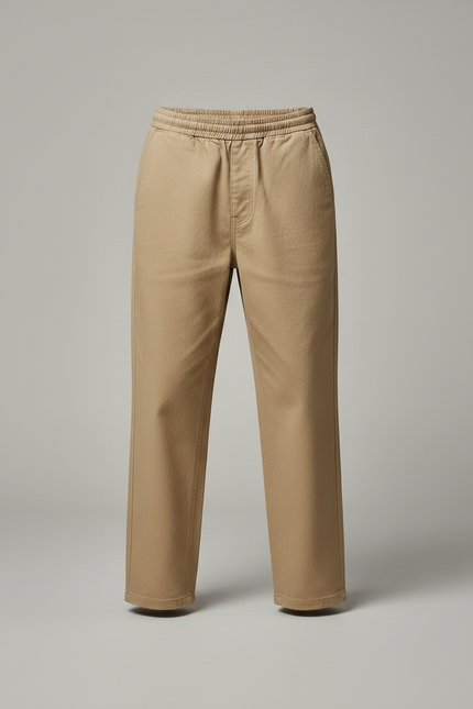 Pantalon Marron Droit Ample Décontracté Enfant - Kaki Gabardine - vue 3