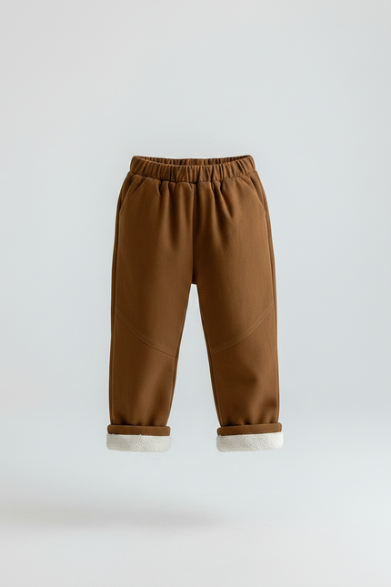 Pantalon Marron Polaire Doublé Chaud Enfant Confortable - Molleton - vue 3