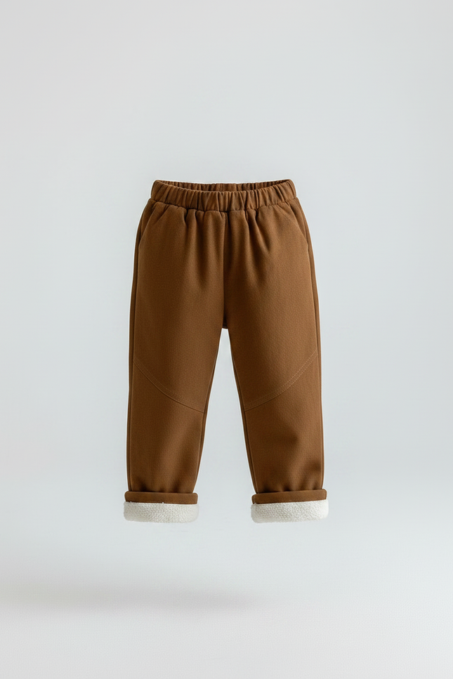 Pantalon Marron Polaire Doublé Chaud Enfant Confortable - Molleton - vue 3