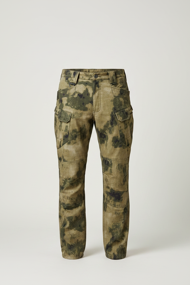 Pantalon Marron Camouflage Militaire Cargo Homme - Kaki Toile - vue 3