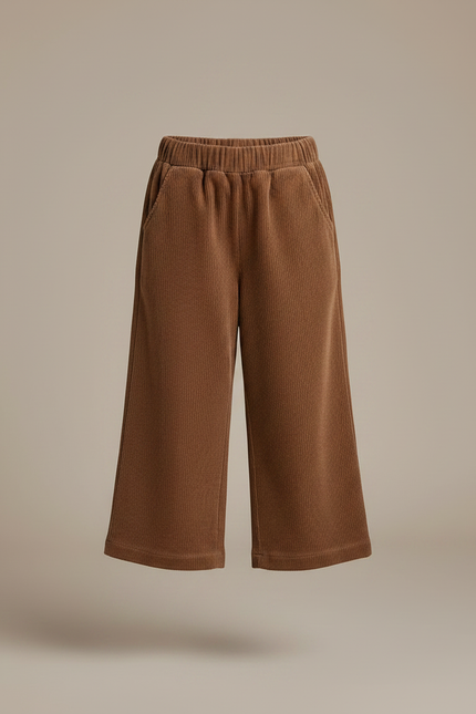 Pantalon Marron Ample Côtelé Enfant Confortable - Cordé - vue 3