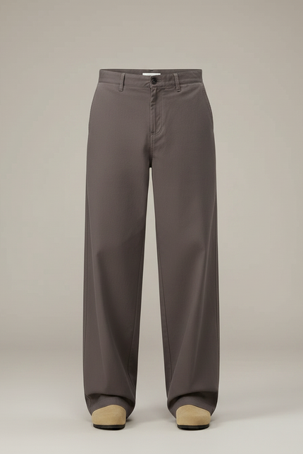 Pantalon Baggy Marron - Gabardine - vue 3