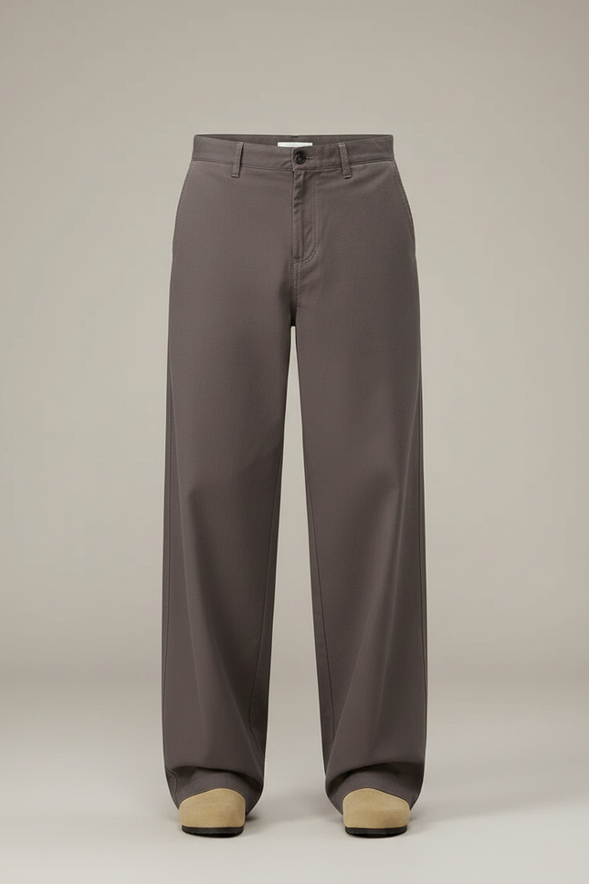 Pantalon Baggy Marron - Gabardine - vue 3