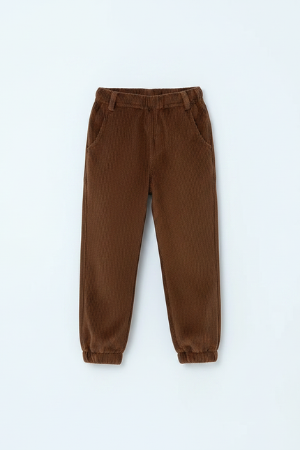 Pantalon Marron Côtelé Ample Élastique Enfant - Cordé - vue 3