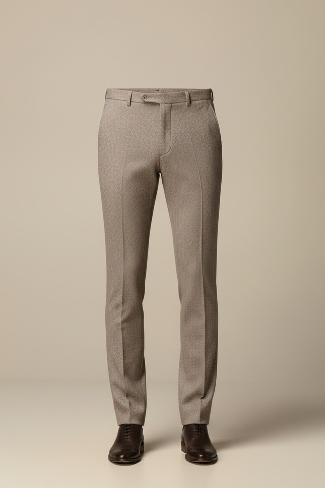 Pantalon Marron Laine Droit Formel Élégant Homme - vue 3
