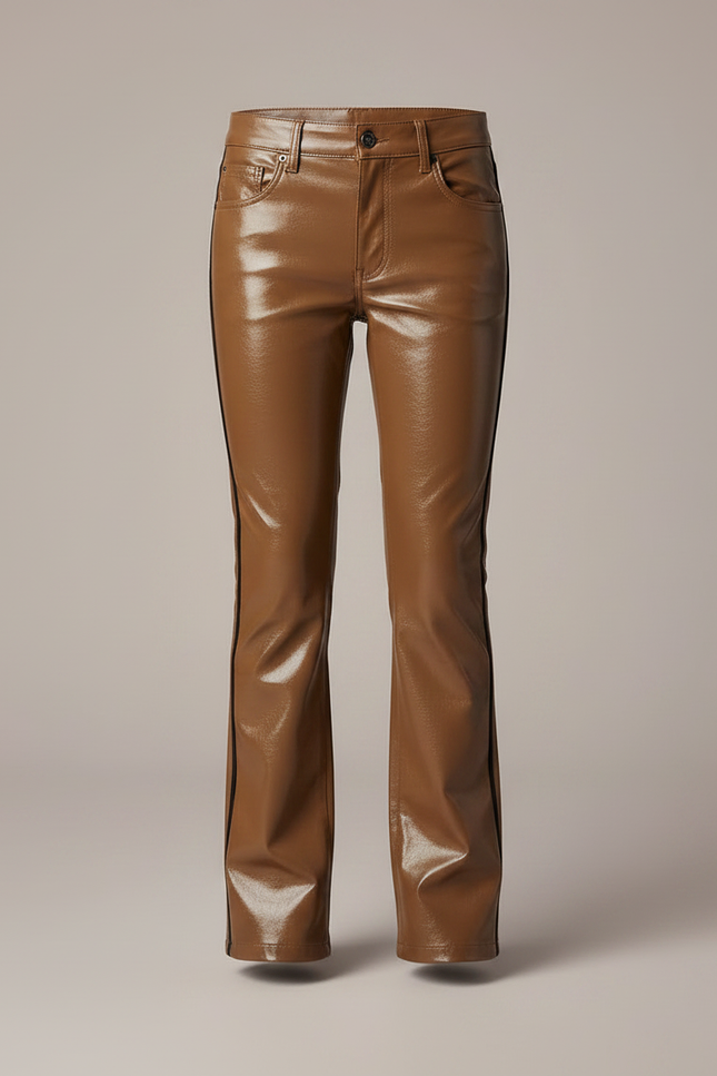 Pantalon Marron Brillant Similicuir Droit Enfant - Simili cuir - vue 3