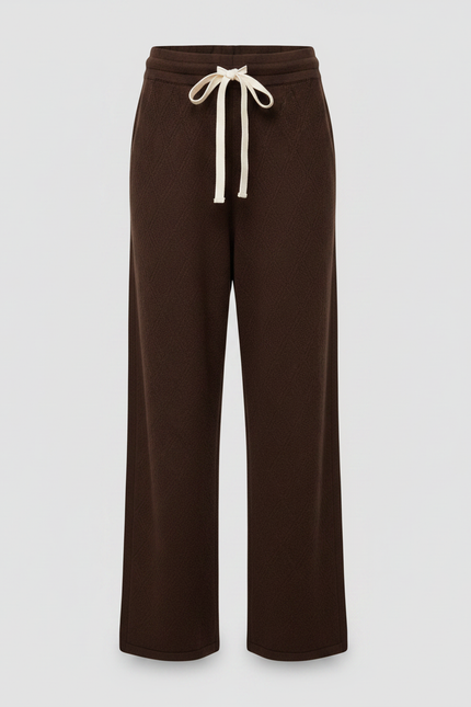 Pantalon Marron Ample Cordon Maille Femme - vue 3