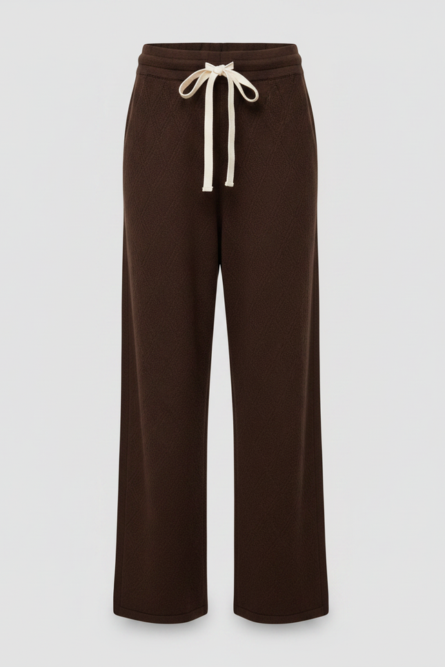 Pantalon Marron Ample Cordon Maille Femme - vue 3