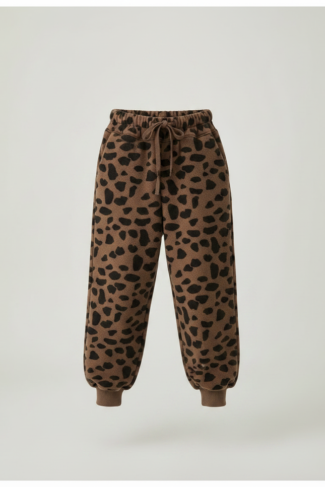 Pantalon Marron Léopard Molletonné Chaud Enfant - vue 3