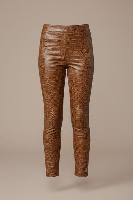 Pantalon Croco Marron - Simili cuir - vue 3