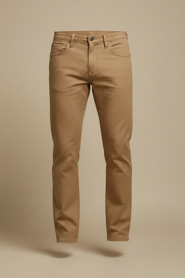 Pantalon Marron Homme Coton Droit Décontracté Classique - vue 3