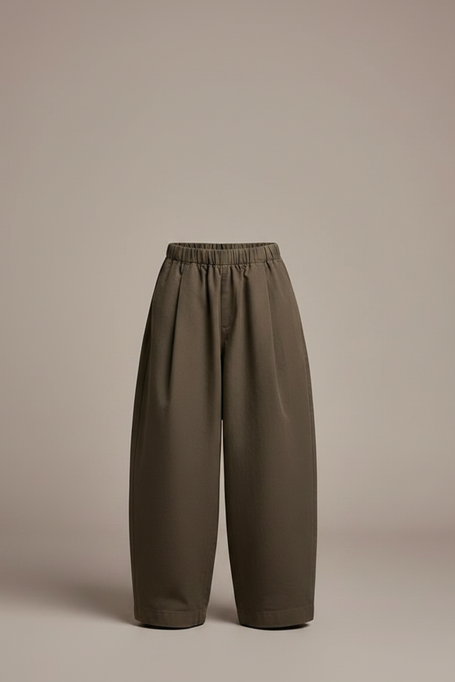 Pantalon Marron Ample Garçon Décontracté Coton Élastique - Kaki - vue 3